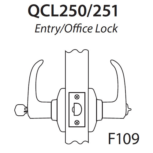 QCL250M605FS4FLSLC Stanley QCL200 Series Less Cylinder Entrance Lock with Summit Lever in Bright Brass