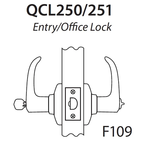 QCL250M605R4478SLC Stanley QCL200 Series Less Cylinder Entrance Lock with Summit Lever in Bright Brass