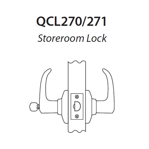 QCL271M625NS4478SLC Stanley QCL200 Series Less Cylinder Storeroom Lock with Summit Lever Prepped for SFIC in Bright Chrome
