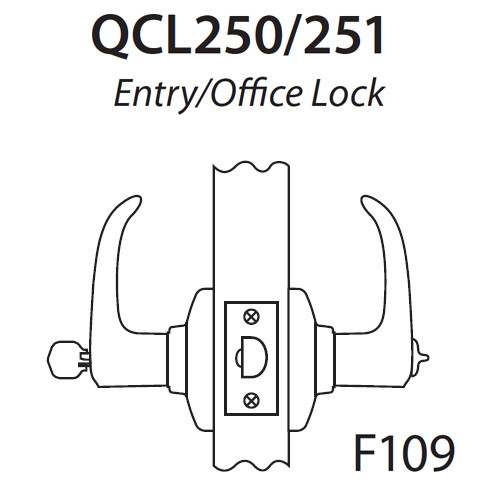 QCL250A619NR4FLSLC Stanley QCL200 Series Less Cylinder Entrance Lock with Slate Lever in Satin Nickel