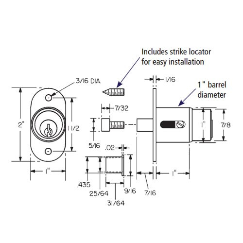 Olympus 100DR-KD-US4-7/8 N Series Door Deadbolt Cabinet Locks in Satin  Brass - Lock Depot Inc