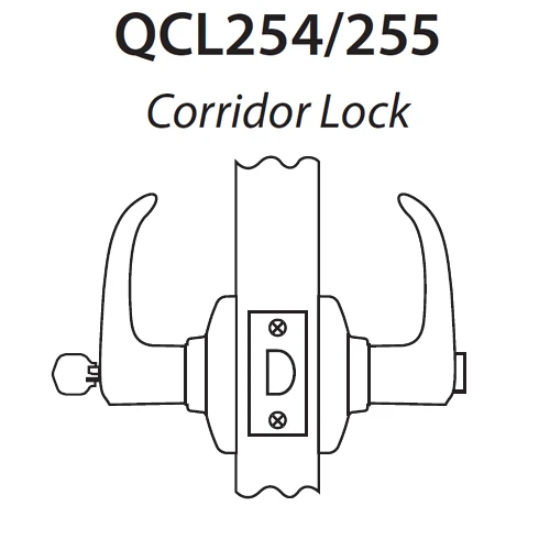 QCL255A625NS4FLRLC Stanley QCL200 Series Less Cylinder Corridor Lock with Slate Lever Prepped for SFIC in Bright Chrome