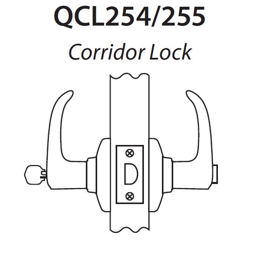 QCL255A625S3FLSLC Stanley QCL200 Series Less Cylinder Corridor Lock with Slate Lever Prepped for SFIC in Bright Chrome