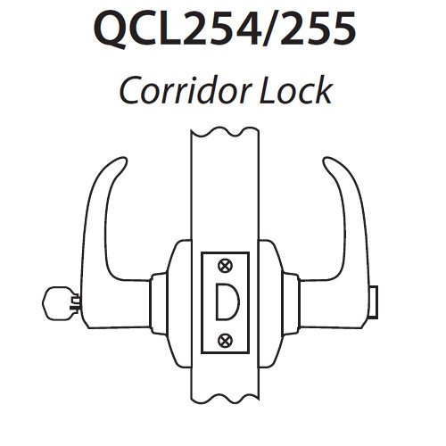QCL255A626S5NOSBF Stanley QCL200 Series Ansi Strike Best "F" Corridor Lock with Slate Lever Prepped for SFIC in Satin Chrome