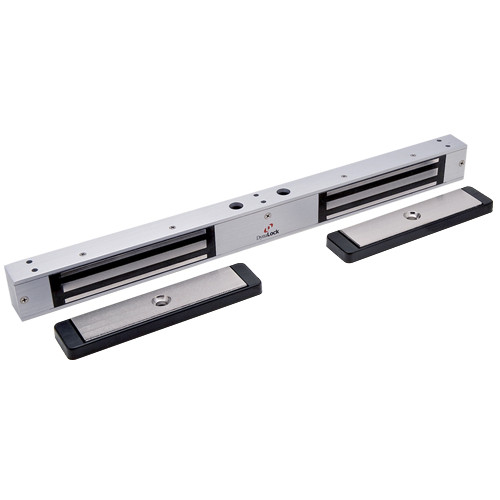 2522-US26-DYN2 DynaLock 2500 Series 650 LB Mini-Mag Double Electromagnetic Lock for Outswing Door with Dynastat Force Sensor in Bright Chrome