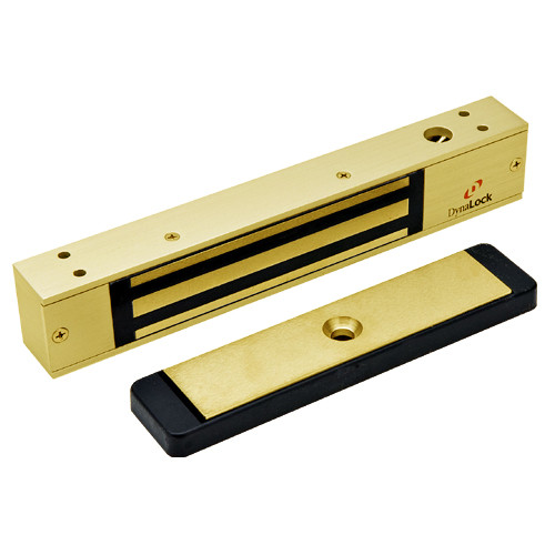 2511-US3-ATS DynaLock 2500 Series 650 LB Mini-Mag Single Electromagnetic Lock for Outswing Door with Anti-Tamper Switch in Bright Brass
