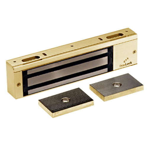 2012-US3 DynaLock 2000 Series 1200 LB Holding Force Single Electromagnetic Lock Pair Outswing in Bright Brass
