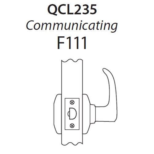 QCL235A605NOLNOS Stanley QCL200 Series Cylindrical Communicating Lock with Slate Lever in Bright Brass Finish