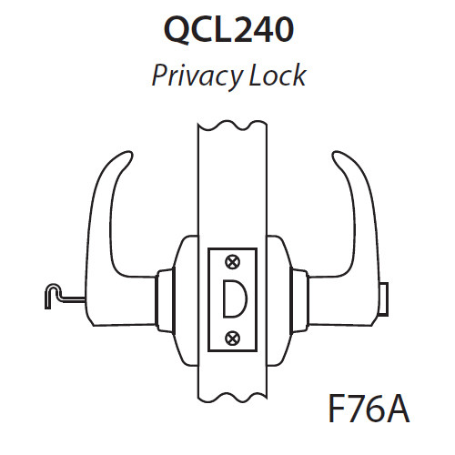 QCL240A605FS4FLR Stanley QCL200 Series Cylindrical Privacy Lock with Slate Lever in Bright Brass Finish