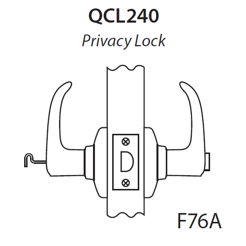 QCL240A605FS4NOS Stanley QCL200 Series Cylindrical Privacy Lock with Slate Lever in Bright Brass Finish