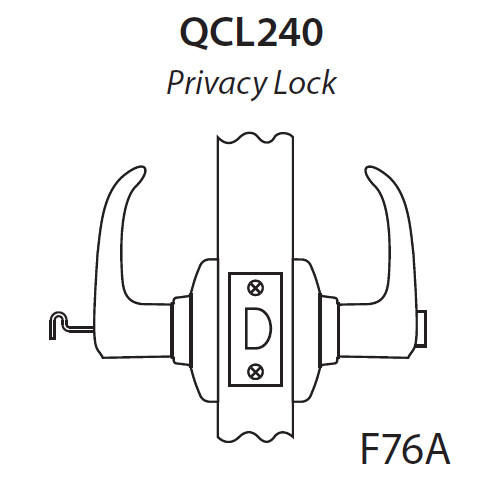 QCL240A605NR4FLS Stanley QCL200 Series Cylindrical Privacy Lock with Slate Lever in Bright Brass Finish