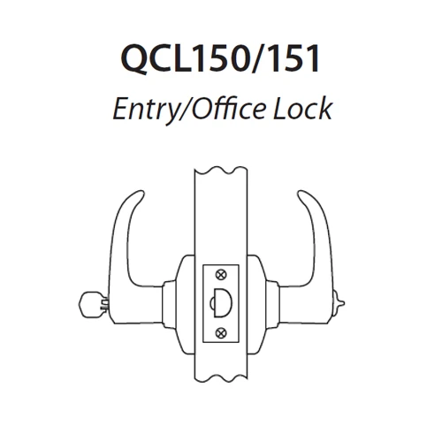 QCL151E619S8478SLC Stanley QCL100 Series Less Cylinder Entrance Lock with Sierra Lever Prepped for SFIC in Satin Nickel