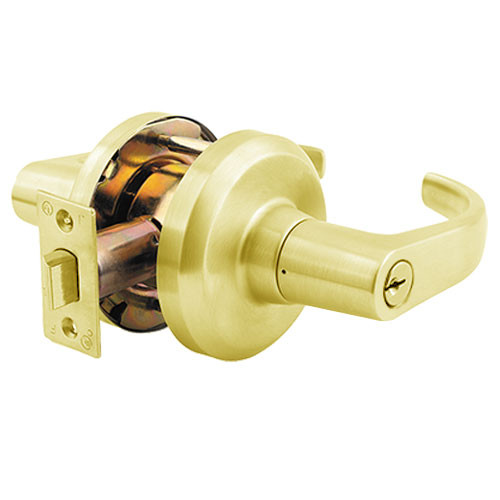 QCL160M605R8478SSC Stanley QCL100 Series Schlage C Keyway Cylindrical Classroom Lock with Summit Lever in Bright Brass Finish