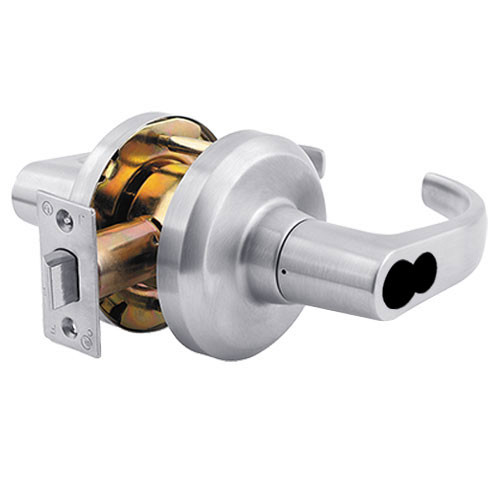 QCL155M626R8118FLC Stanley QCL100 Series Less Cylinder Corridor Lock with Summit Lever Prepped for SFIC in Satin Chrome Finish