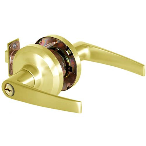 QCL170A605R4478SSC Stanley QCL100 Series Schlage C Keyway Cylindrical Storeroom Lock with Slate Lever in Bright Brass Finish