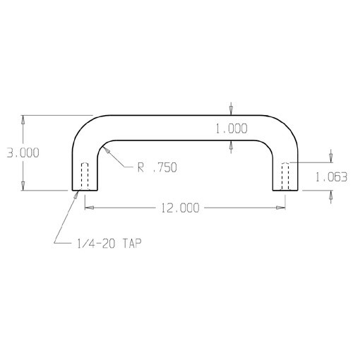 21-630 Don Jo 1" Round Door Pull with 12" center to center length