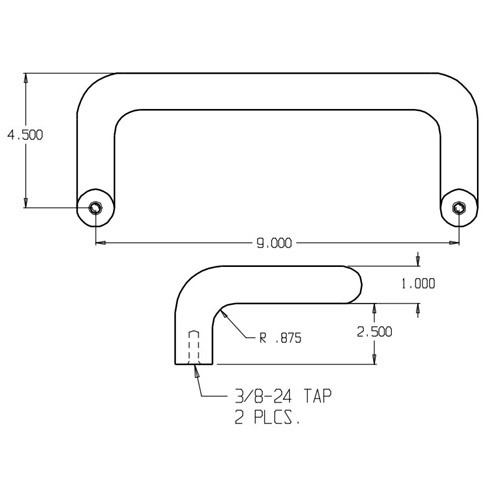1160-605 Don Jo Offset Door Pull with 9" center to center length