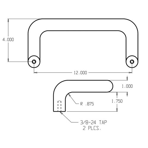 1158-605 Don Jo Offset Door Pull with 12" center to center length