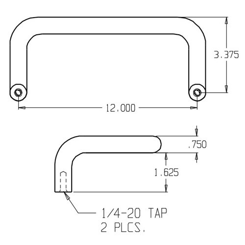 1152-613 Don Jo Offset Door Pull with 12" center to center length