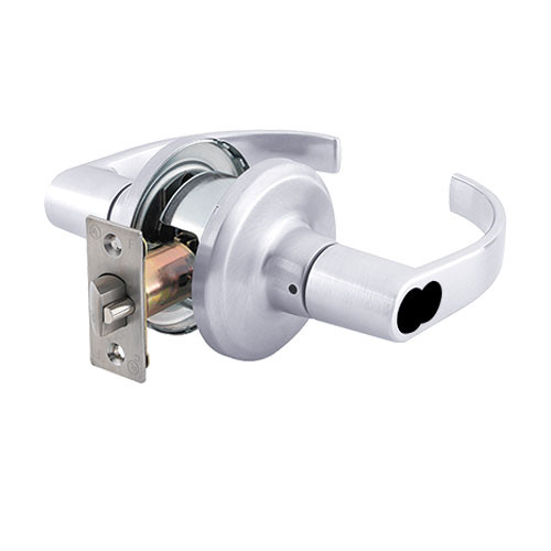 QTL251M625RAFLRLC Stanley QTL200 Series Less Cylinder Entry/Office Tubular Lock Prepped for SFIC with Summit Lever in Bright Chrome Finish