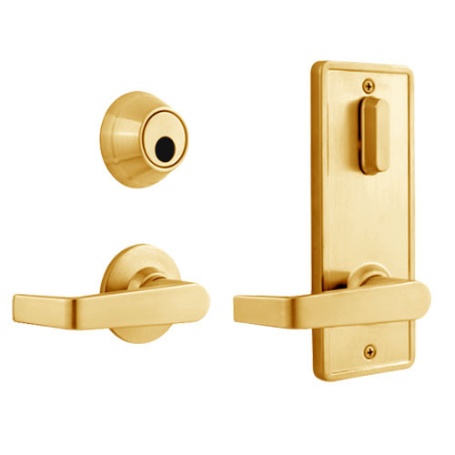 QCI230E605S4118FLC Stanley QCI200 Series Standard Duty Interconnected Single Locking with Sierra Lever in Bright Brass Finish