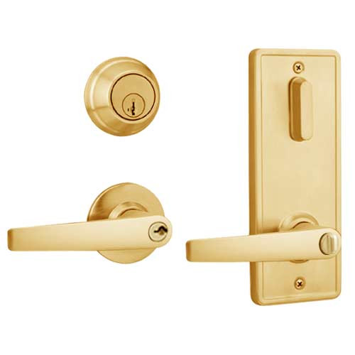 QCI250A605NS8118FSC Stanley QCI200 Series Standard Duty Interconnected Double Locking with Slate Lever in Bright Brass Finish