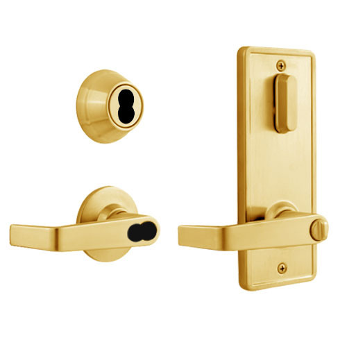 QCI251E605NR8NOSLC Stanley QCI200 Series Standard Duty Interconnected Double Locking Prepped for SFIC with Sierra Lever in Bright Brass Finish
