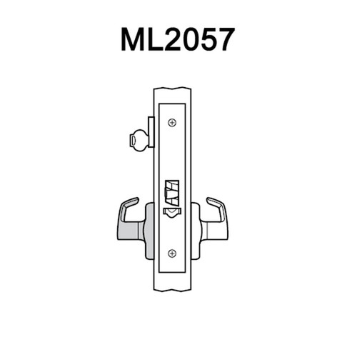 ML2057-LWA-605-CL7 Corbin Russwin ML2000 Series IC 7-Pin Less Core Mortise Storeroom Locksets with Lustra Lever in Bright Brass