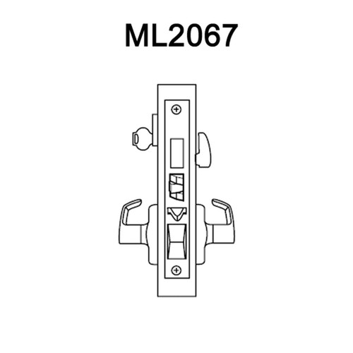 ML2067-LWA-629-CL6 Corbin Russwin ML2000 Series IC 6-Pin Less Core Mortise Apartment Locksets with Lustra Lever in Bright Stainless Steel