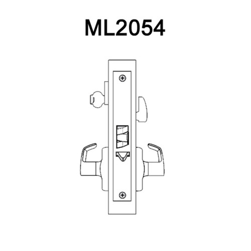 ML2054-RWA-625-LC Corbin Russwin ML2000 Series Mortise Entrance Locksets with Regis Lever in Bright Chrome