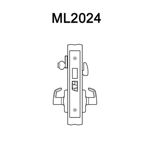 ML2024-RWA-625-CL7 Corbin Russwin ML2000 Series IC 7-Pin Less Core Mortise Entrance Locksets with Regis Lever in Bright Chrome