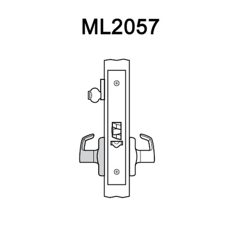ML2057-LWB-625-CL6 Corbin Russwin ML2000 Series IC 6-Pin Less Core Mortise Storeroom Locksets with Lustra Lever in Bright Chrome