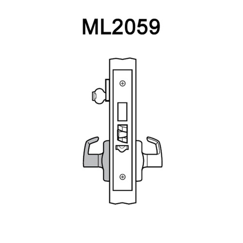 ML2059-RWF-606-LC Corbin Russwin ML2000 Series Mortise Security Storeroom Locksets with Regis Lever in Satin Brass