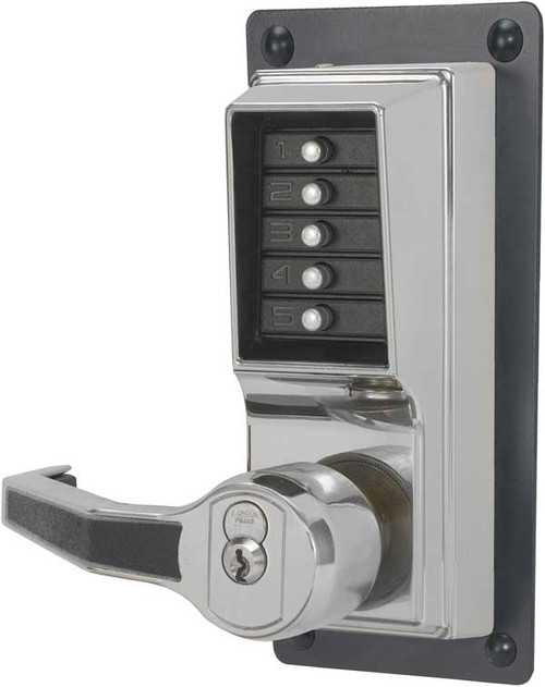 LLP1020M-026 Simplex Exit Trim Lever with Medeco Removable Core Key Override option in Bright Chrome finish