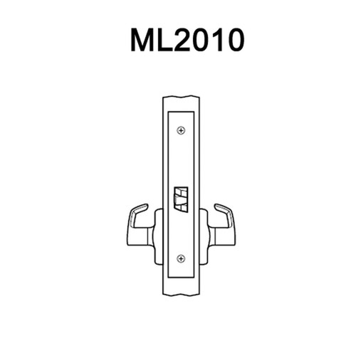 ML2010-RWB-629 Corbin Russwin ML2000 Series Mortise Passage Locksets with Regis Lever in Bright Stainless Steel