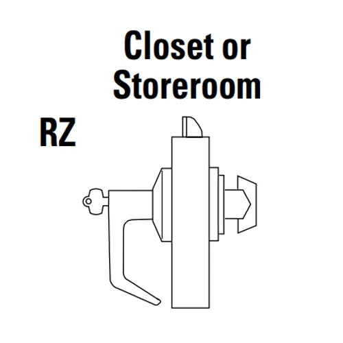 9K37RZ14KS3605 Best 9K Series Closet or Storeroom Cylindrical Lever Locks with Curved with Return Lever Design Accept 7 Pin Best Core in Bright Brass