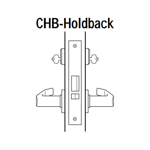 45H7CHB17RH625 Best 40H Series Holdback without Deadbolt Heavy Duty Mortise Lever Lock with Gull Wing RH in Bright Chrome