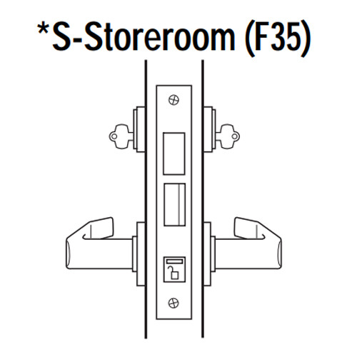 45H7S14S611 Best 40H Series Storeroom with Deadbolt Heavy Duty Mortise Lever Lock with Curved with Return Style in Bright Bronze