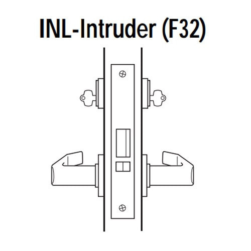 45H7INL3R626 Best 40H Series Intruder without Deadbolt Heavy Duty Mortise Lever Lock with Solid Tube Return Style in Satin Chrome