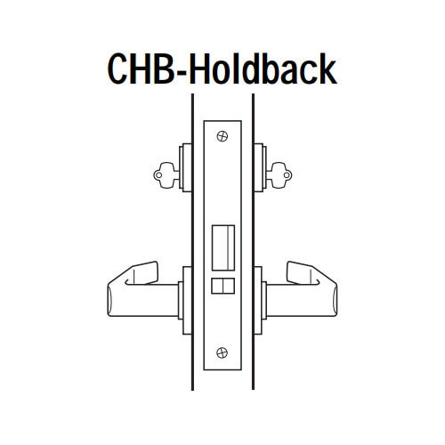 45H7CHB15S626 Best 40H Series Holdback without Deadbolt Heavy Duty Mortise Lever Lock with Contour with Angle Return Style in Satin Chrome