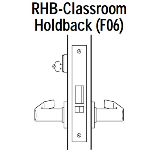 45H7RHB14J625 Best 40H Series Classroom Holdback Heavy Duty Mortise Lever Lock with Curved with Return Style in Bright Chrome