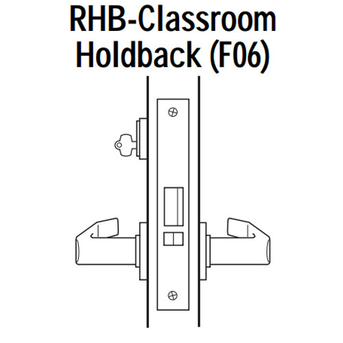 45H7RHB17LJ622 Best 40H Series Classroom Holdback Heavy Duty Mortise Lever Lock with Gull Wing LH in Black