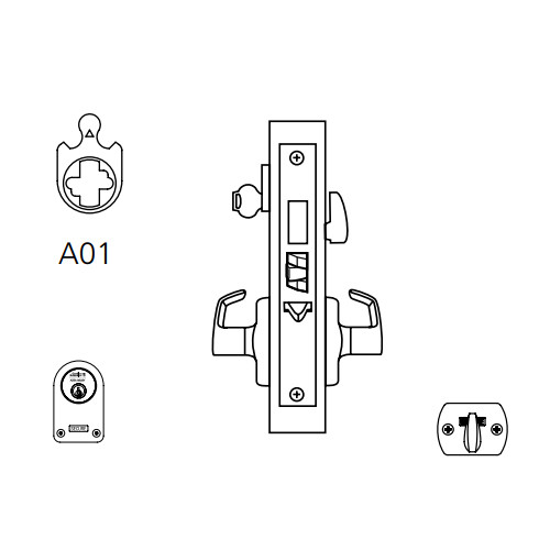 ML2075-ASM-619-CL7 Corbin Russwin ML2000 Series IC 7-Pin Less Core Mortise Entrance or Office Security Locksets with Armstrong Lever and Deadbolt in Satin Nickel