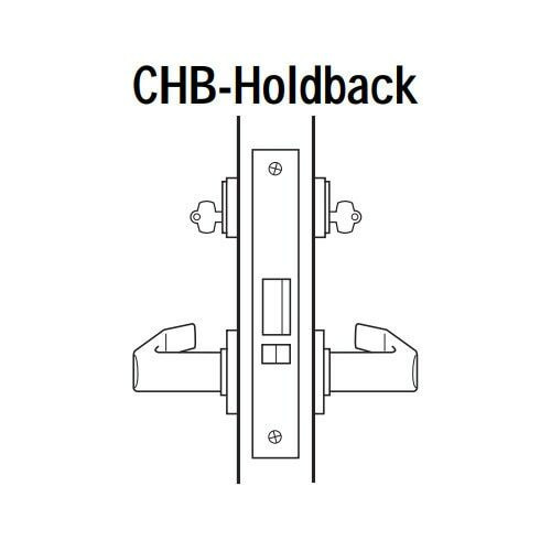 45H7CHB3J619 Best 40H Series Holdback without Deadbolt Heavy Duty Mortise Lever Lock with Solid Tube Return Style in Satin Nickel