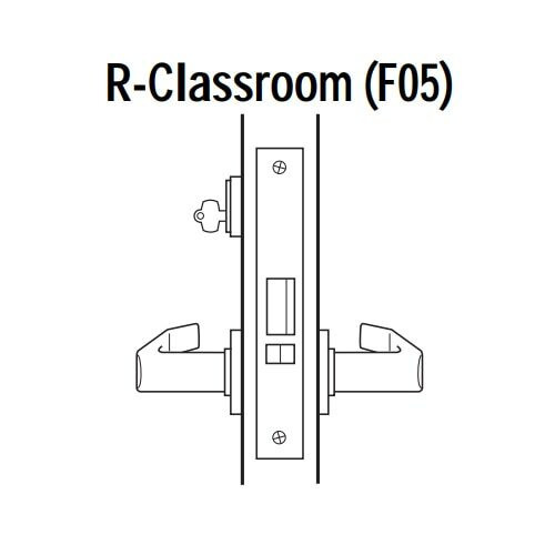 45H7R15M606 Best 40H Series Classroom Heavy Duty Mortise Lever Lock with Contour with Angle Return Style in Satin Brass