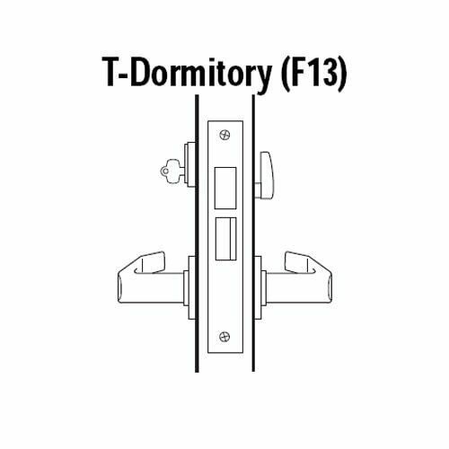 45H7T3M605 Best 40H Series Dormitory with Deadbolt Heavy Duty Mortise Lever Lock with Solid Tube Return Style in Bright Brass