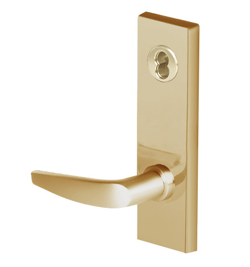 45H7RHB16M606 Best 40H Series Classroom Holdback Heavy Duty Mortise Lever Lock with Curved with No Return in Satin Brass