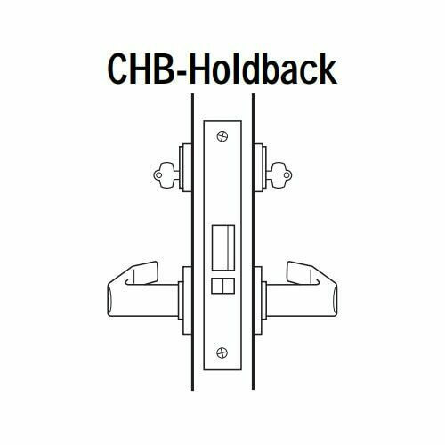 45H7CHB3M619 Best 40H Series Holdback without Deadbolt Heavy Duty Mortise Lever Lock with Solid Tube Return Style in Satin Nickel