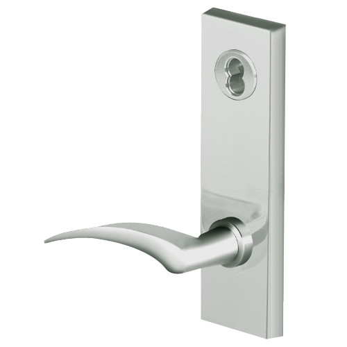 45H7CHB17RM619 Best 40H Series Holdback without Deadbolt Heavy Duty Mortise Lever Lock with Gull Wing RH in Satin Nickel