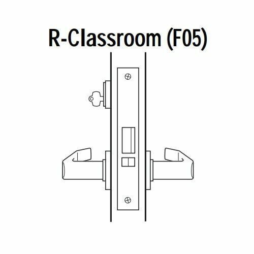 45H7R14N618 Best 40H Series Classroom Heavy Duty Mortise Lever Lock with Curved with Return Style in Bright Nickel